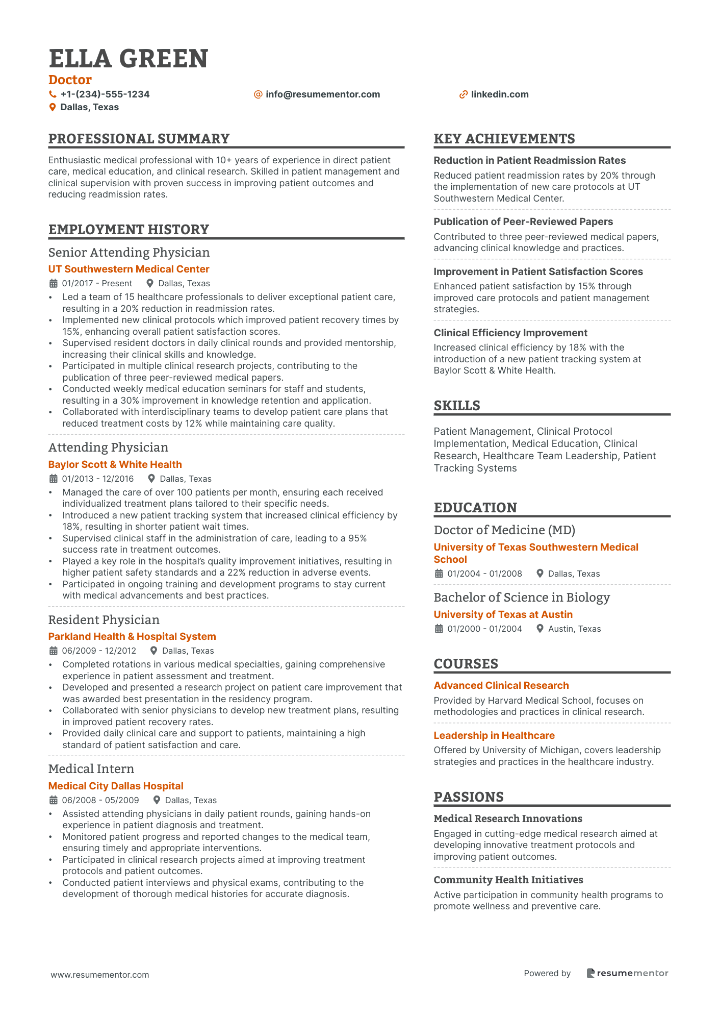 Doctor Resume