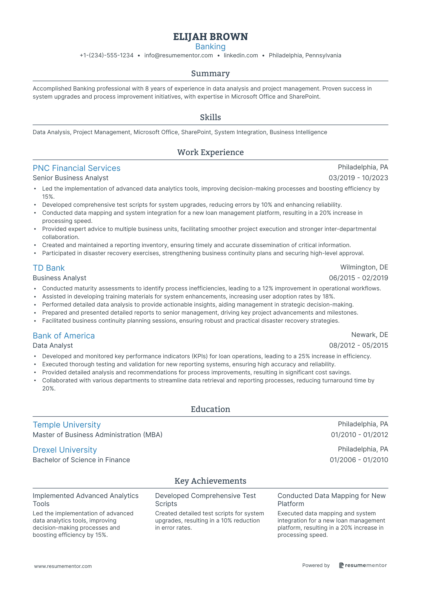 Banker Resume