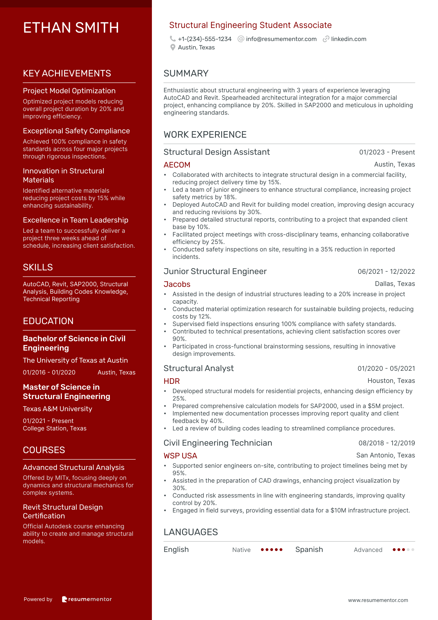 Engineer Student Resume Example - Free to Edit ATS-Friendly PDF - 2025