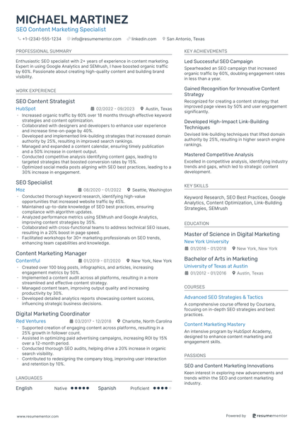Content Marketing Resume Examples - Free to Edit ATS-Friendly PDF - 2025