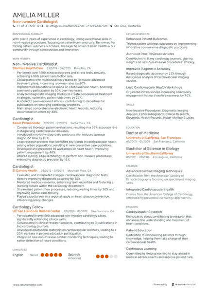 Cardiologist Resume Example - Free to Edit ATS-Friendly PDF - 2025