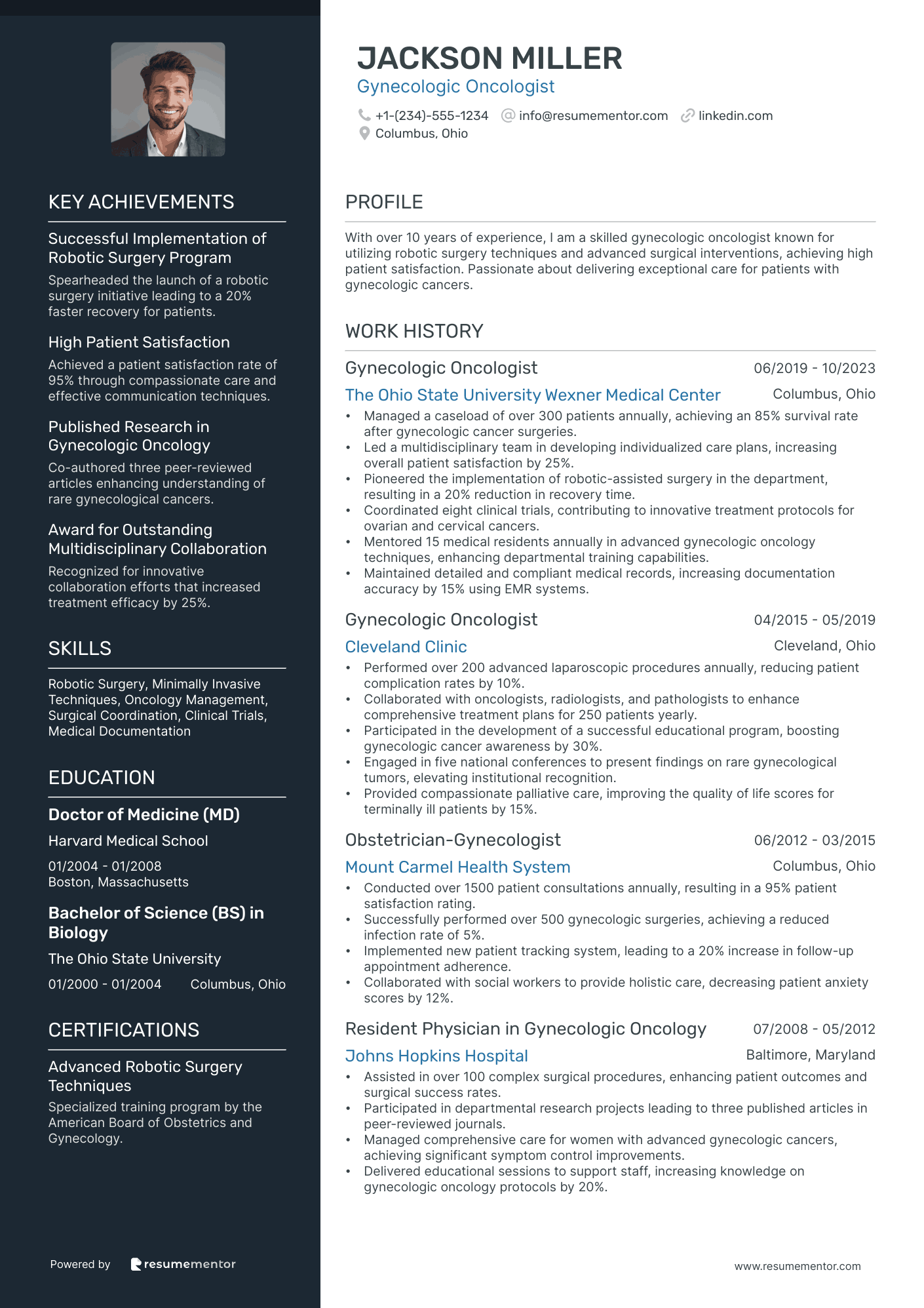 Obstetricians (OB-GYN) Resume Example - Free to Edit ATS-Friendly PDF ...