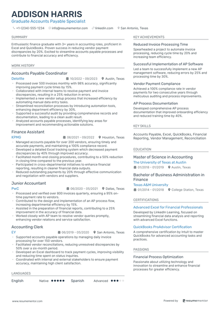 Fresher Accountant Resume Example - Free to Edit ATS-Friendly PDF - 2025