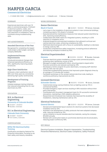 Electrician Resume Examples - Free to Edit ATS-Friendly PDF - 2025
