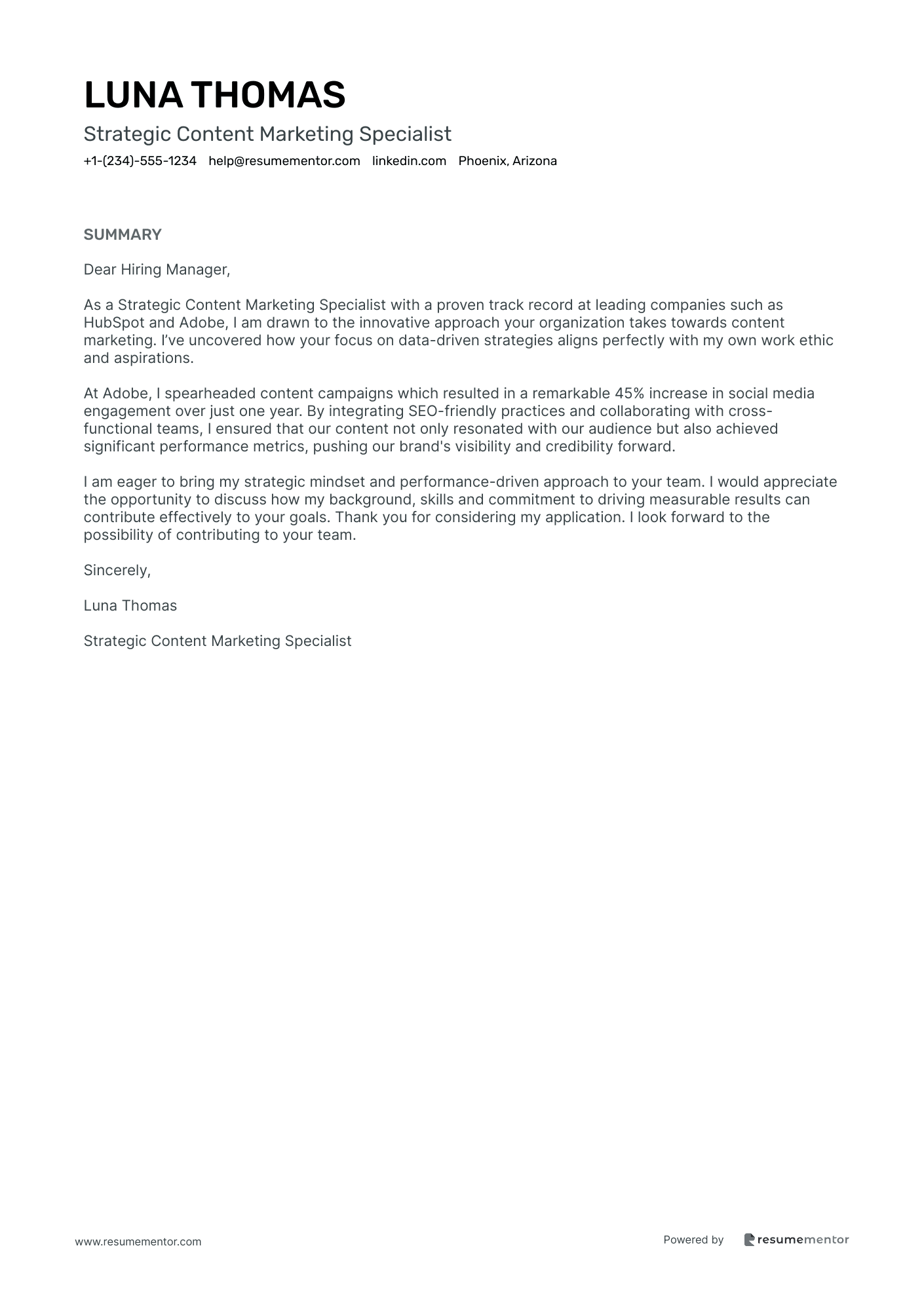 Strategic Marketing Cover Letter Examples by ResumeMentor.com ...