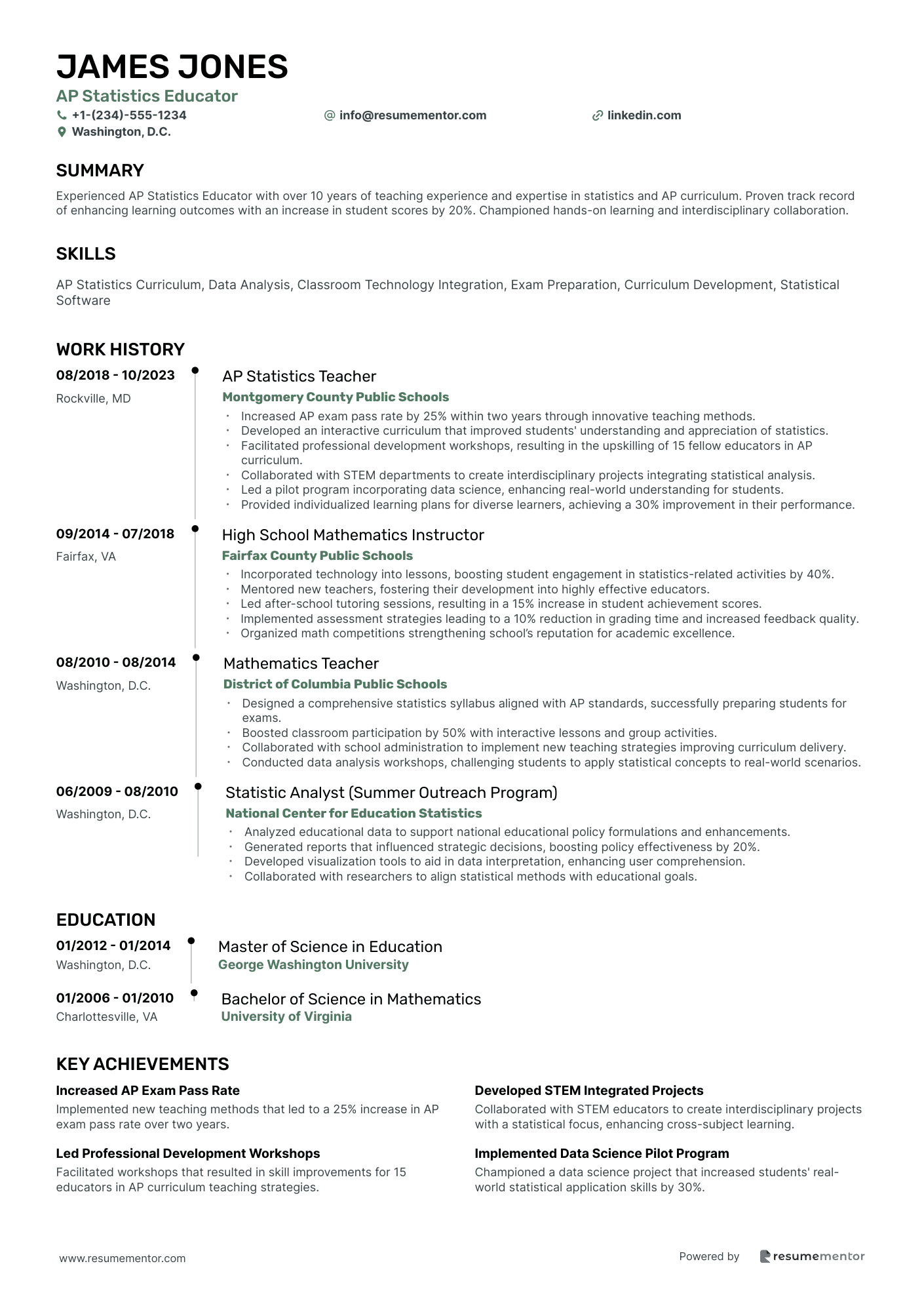Math Teacher Resume Example - Free to Edit ATS-Friendly PDF - 2025