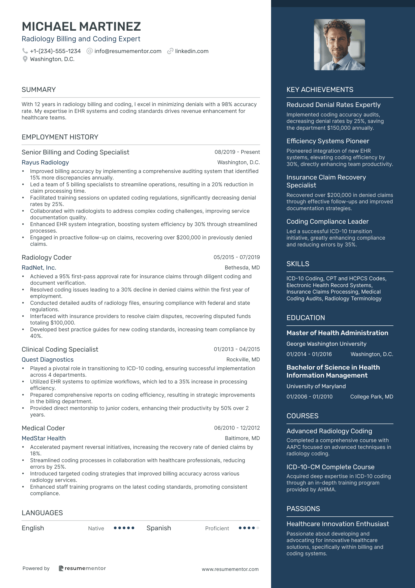 Medical Billing and Coding Specialist Resume Examples - Free to Edit ...