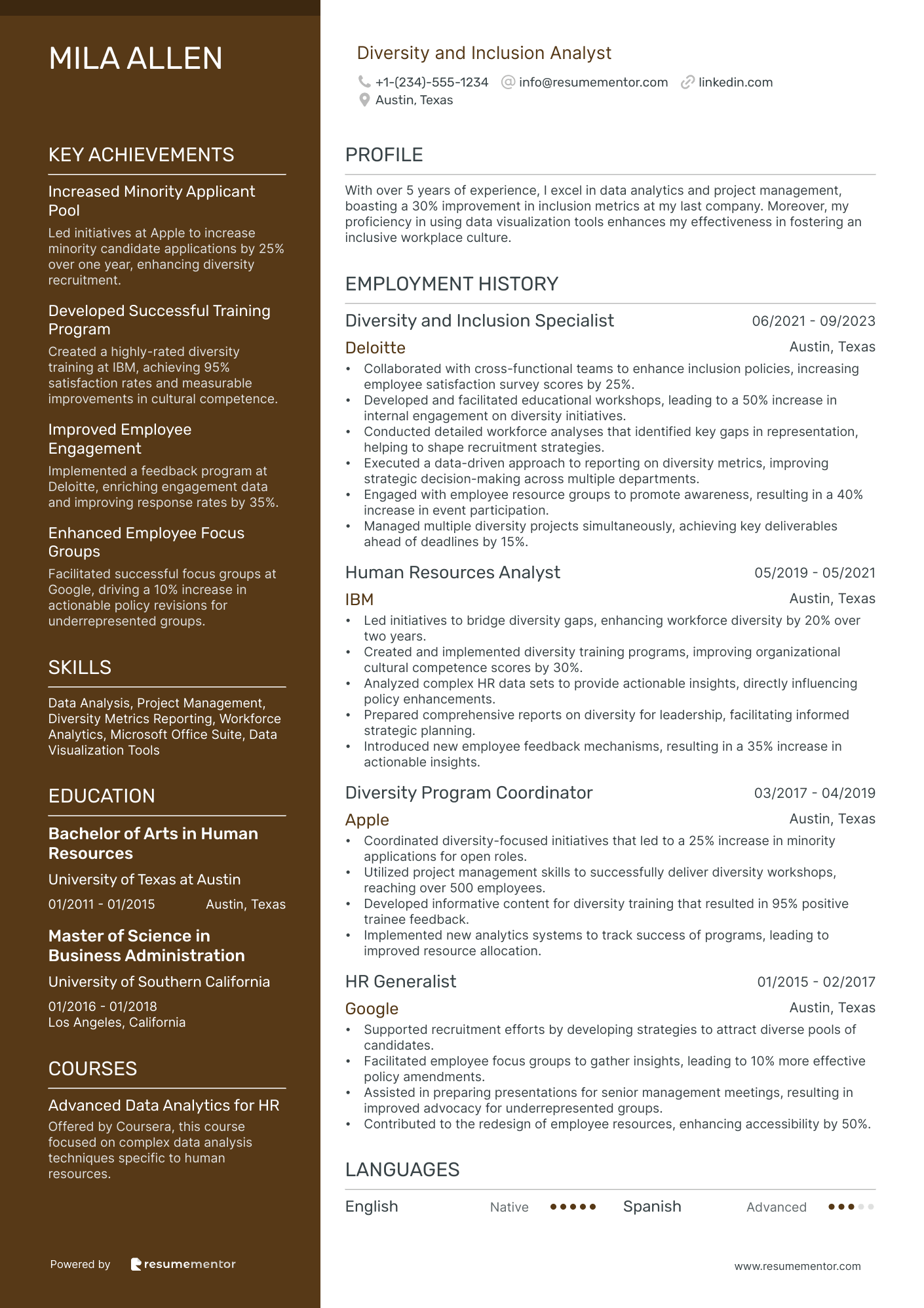 Human Resources Analyst Resume Example - Free to Edit ATS-Friendly PDF ...