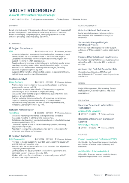 Junior Project Manager Resume Example - Free to Edit ATS-Friendly PDF ...
