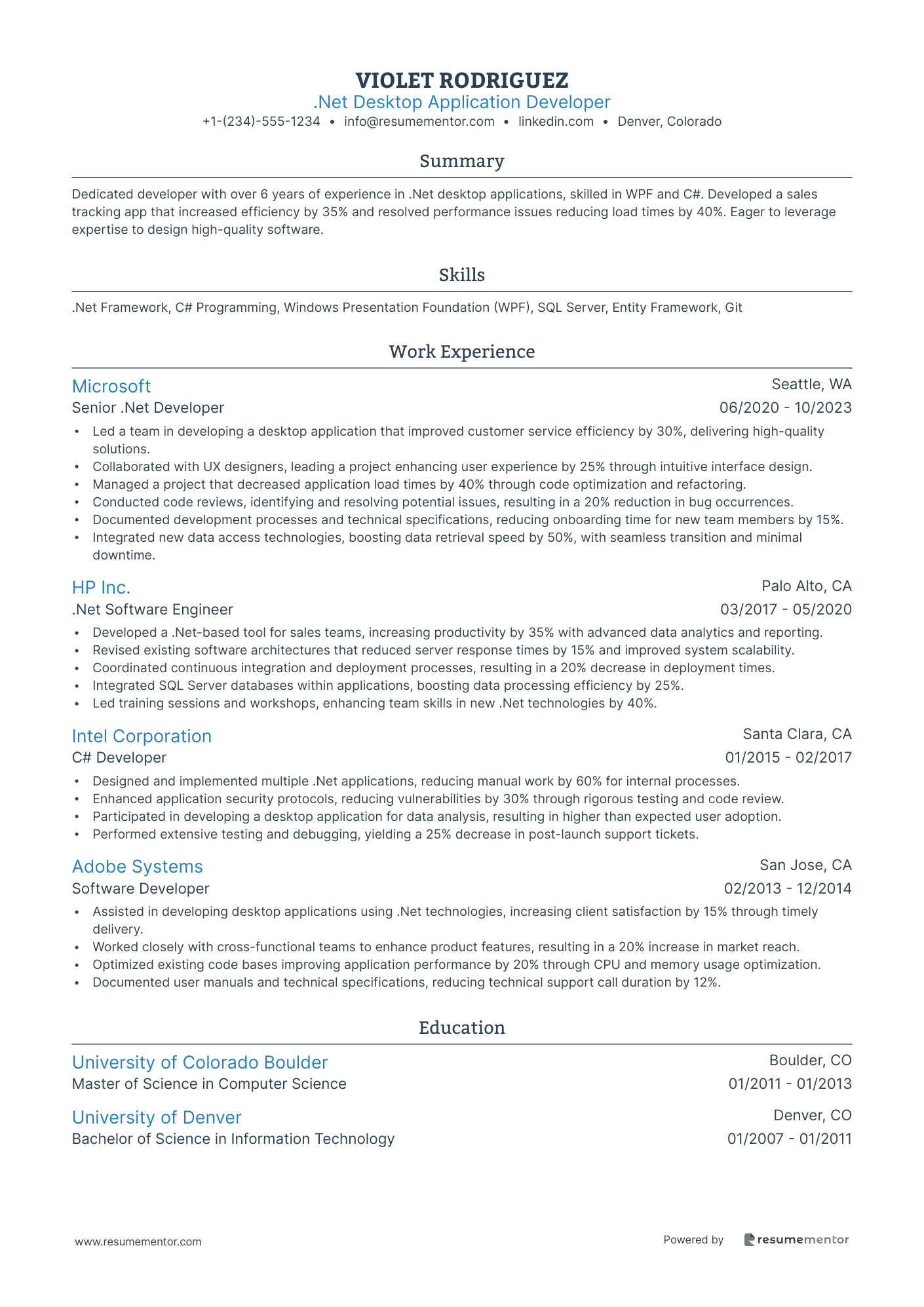 .Net Developer Resume Example - Free to Edit ATS-Friendly PDF - 2025