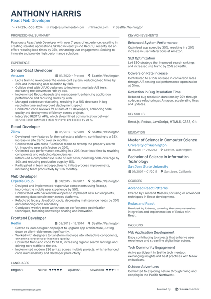 Web Developer Resume Example - Free to Edit ATS-Friendly PDF - 2025