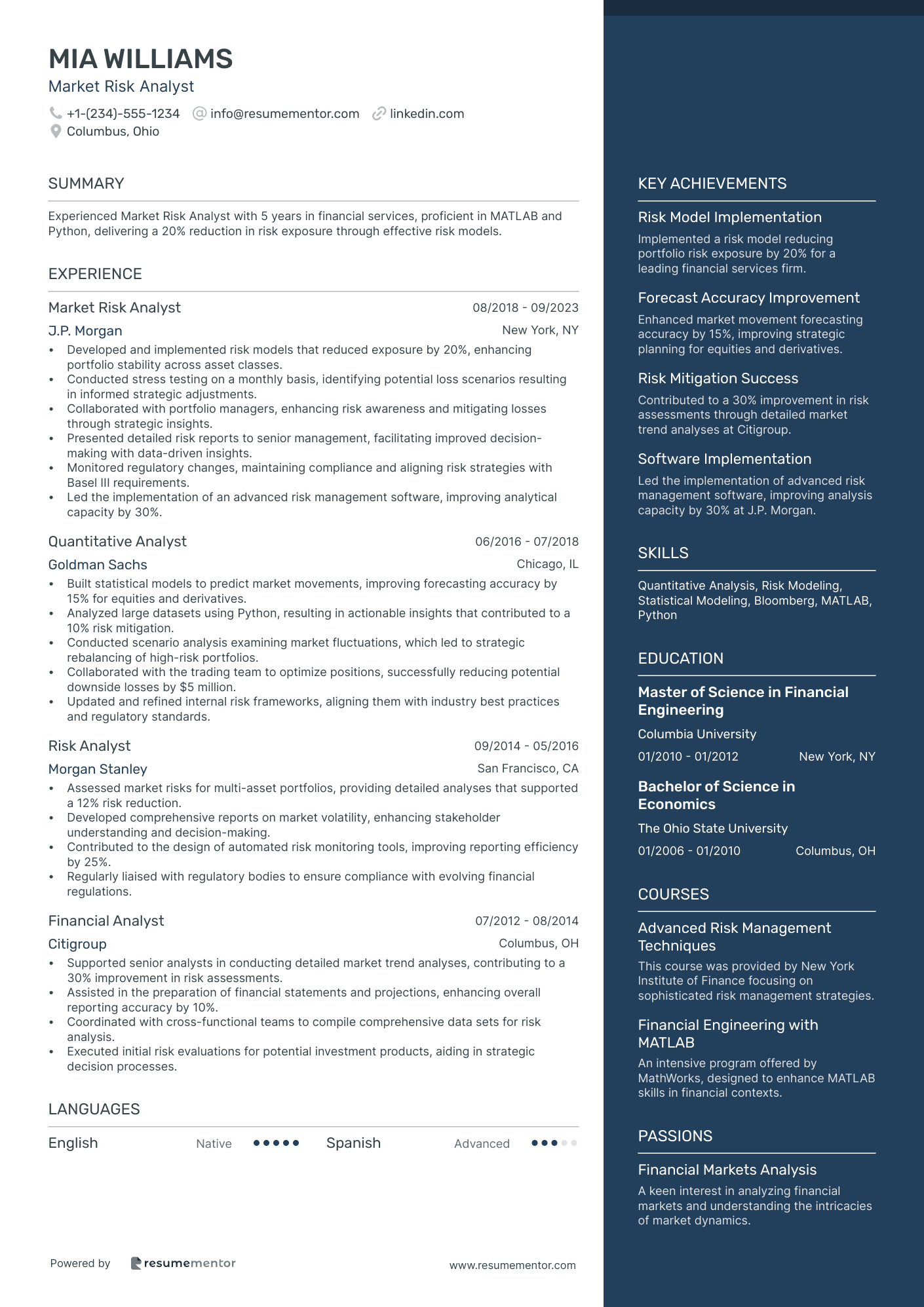 Financial Risk Analyst Resume Example - Free to Edit ATS-Friendly PDF ...