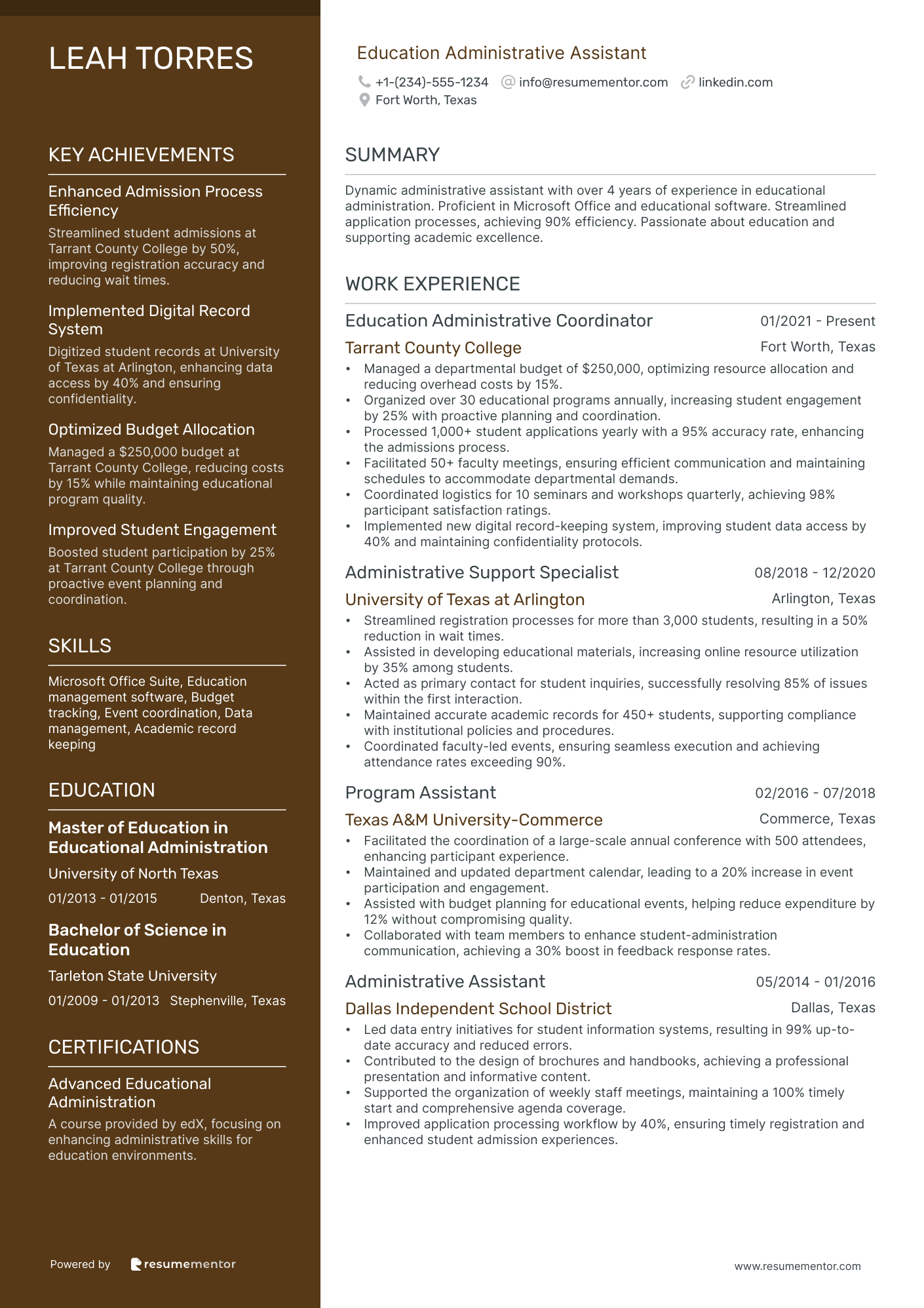 Administrative Assistant Resume Examples - Free to Edit ATS-Friendly ...