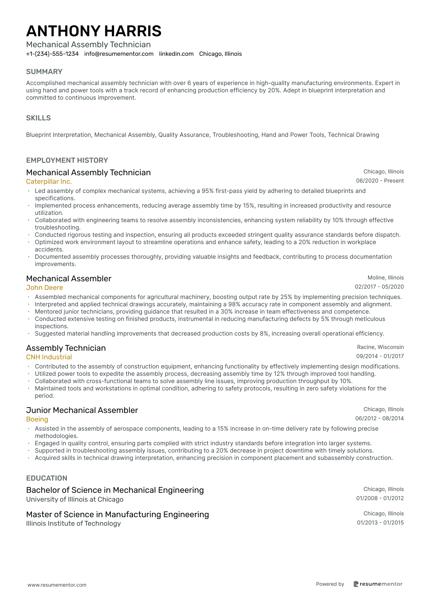 Ats Assembly Sample Assembler Resume Examples - Free to Edit ATS-Friendly PDF - 2025