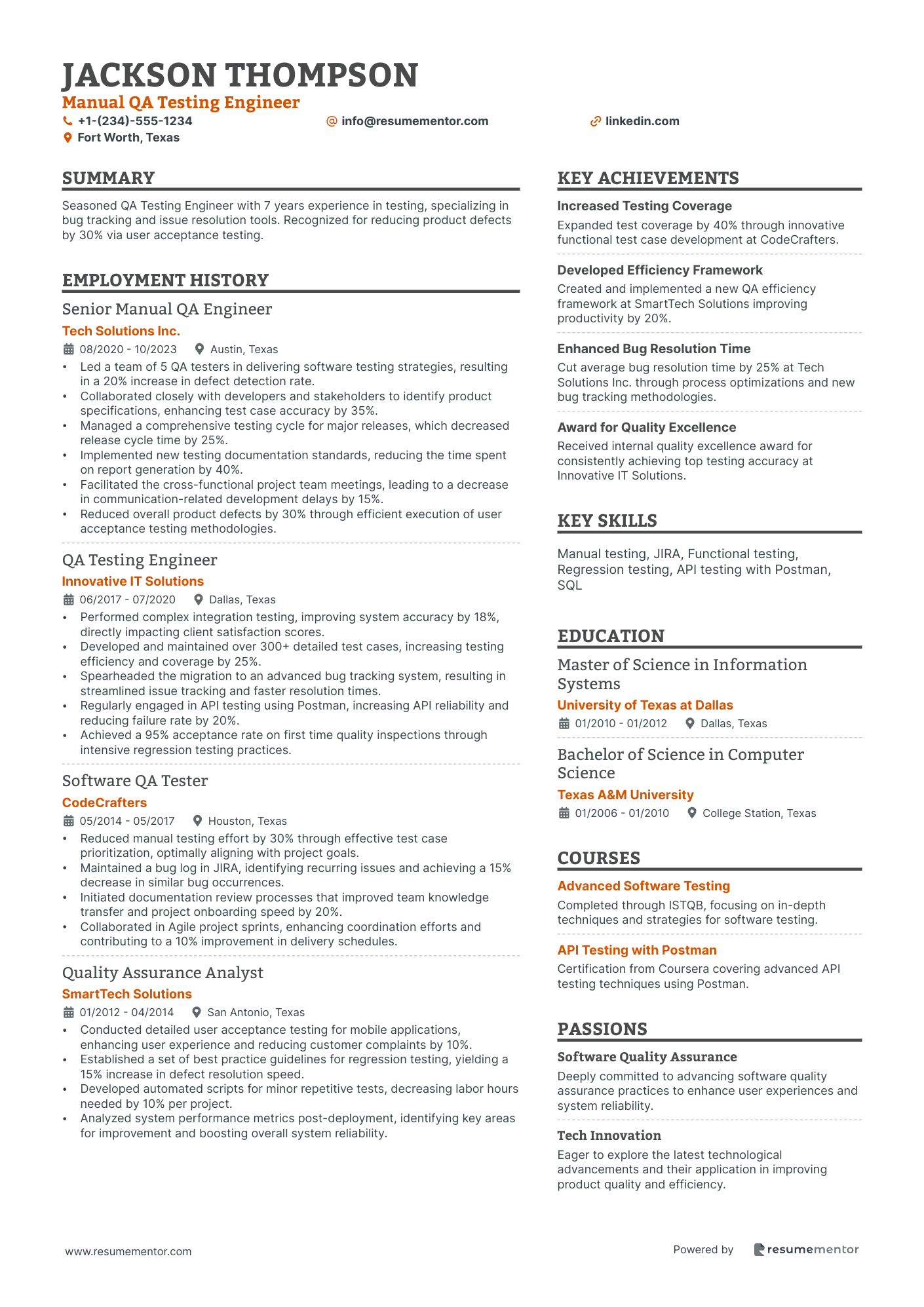 QA Engineer Resume Example - Free to Edit ATS-Friendly PDF - 2025