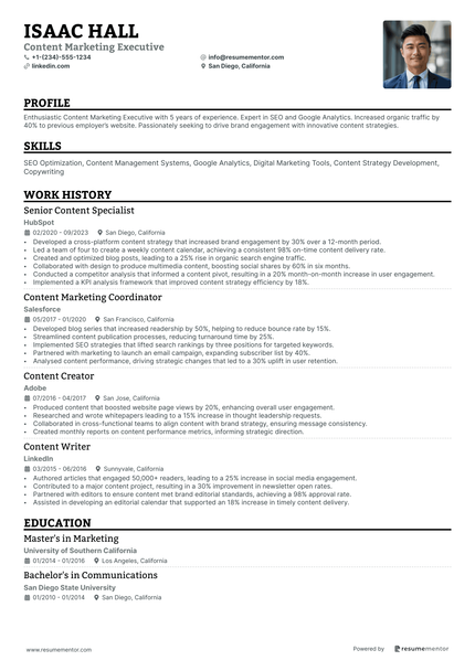 Marketing Executive Resume Example - Free to Edit ATS-Friendly PDF - 2025