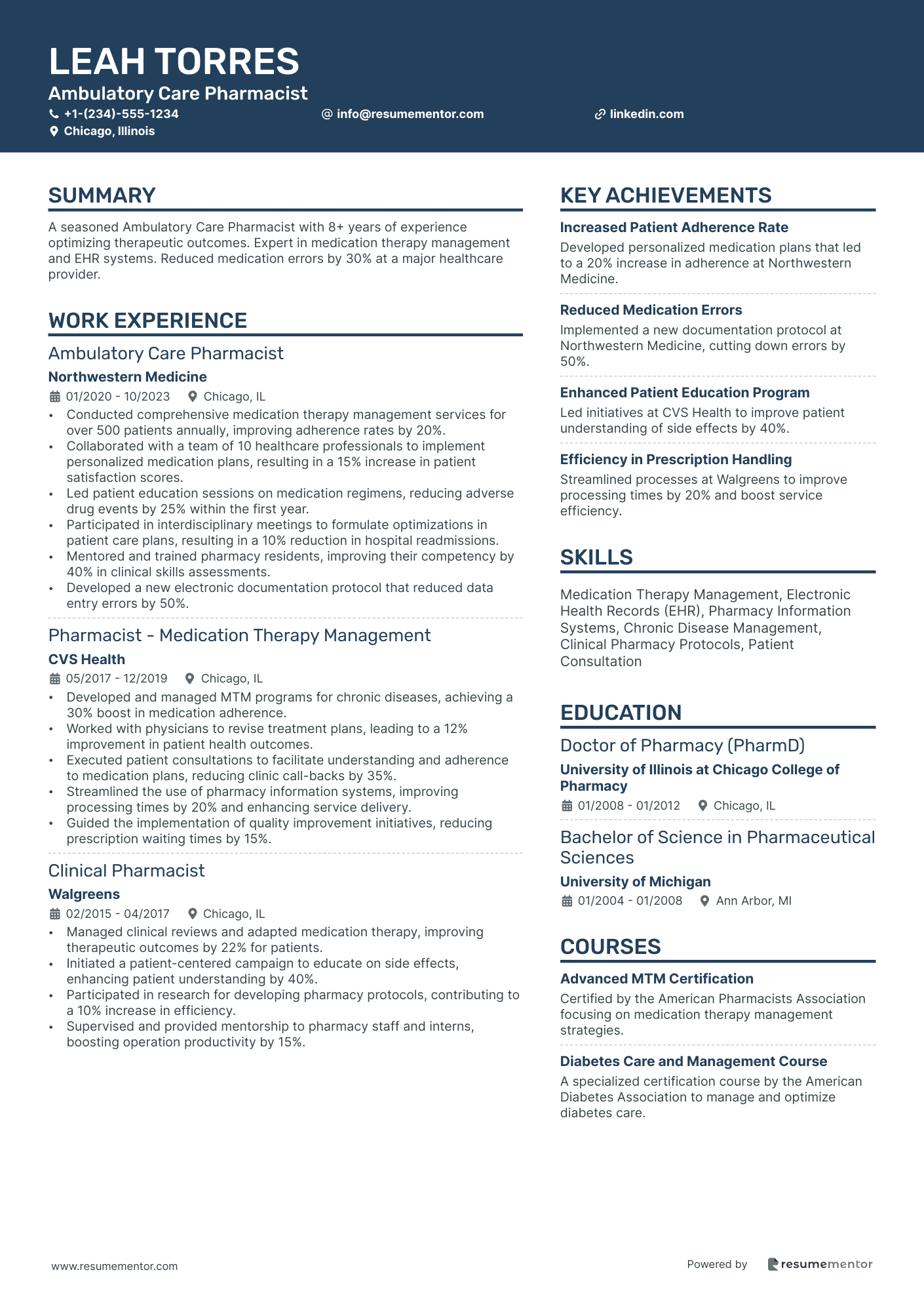 Pharmacist Bio Examples Pharmacist Resume Examples - Free to Edit ATS-Friendly PDF - 2025