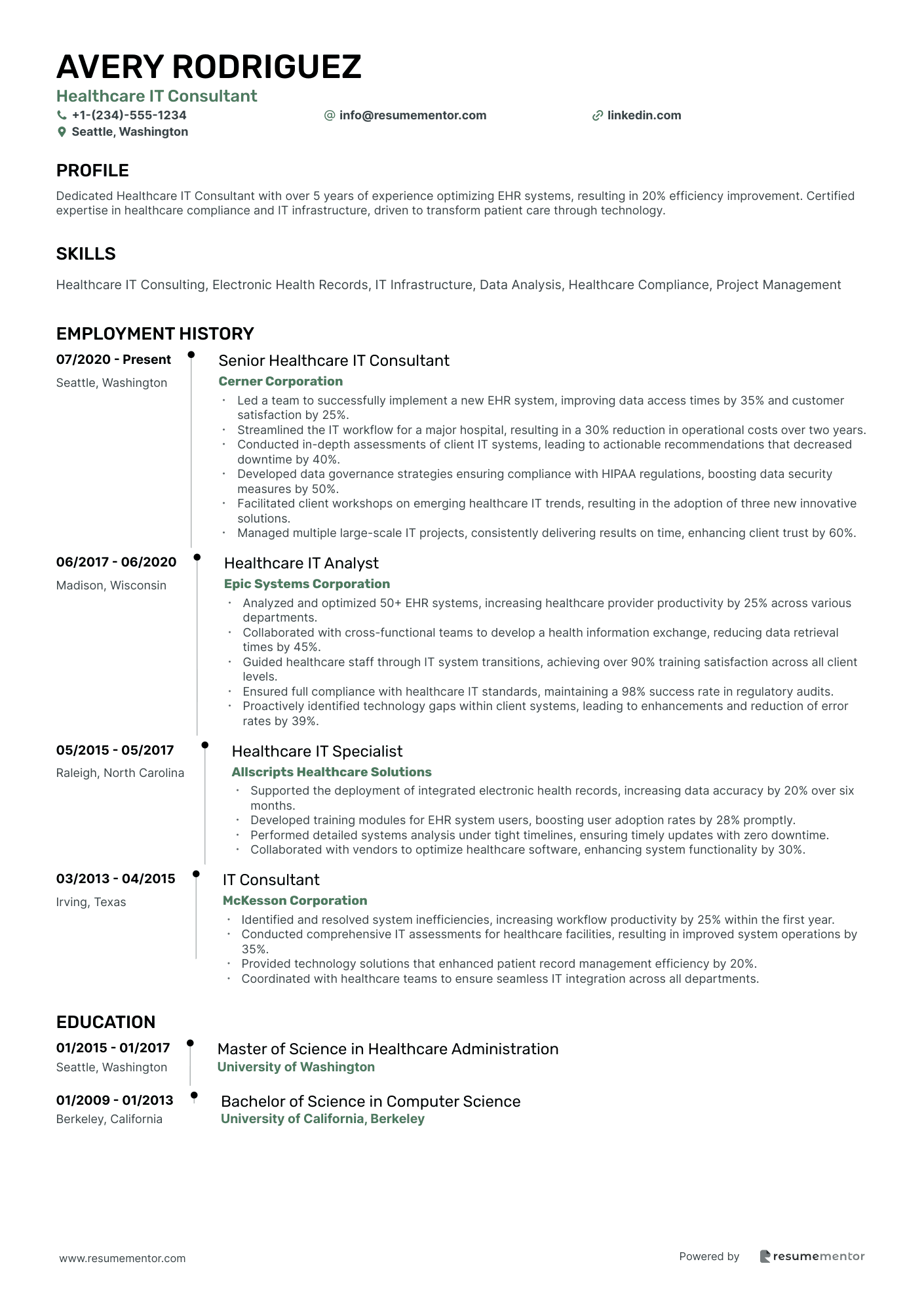 IT Professional Resume Example - Free to Edit ATS-Friendly PDF - 2025