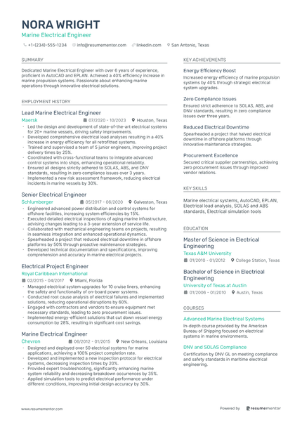 Electrical Engineer Resume Example - Free to Edit ATS-Friendly PDF - 2025