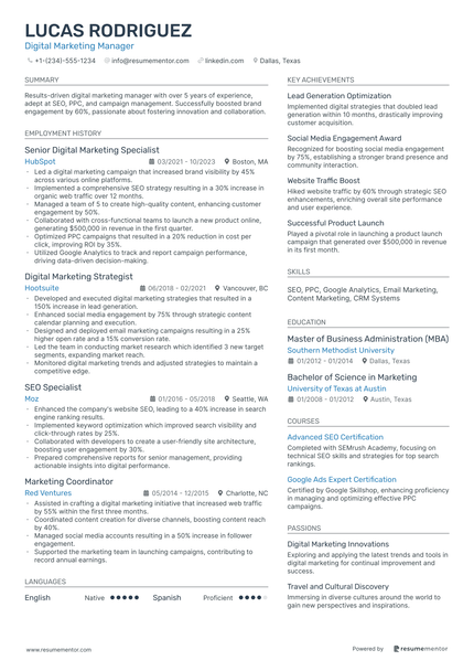 Marketing Manager Resume Examples & Writing Tips for 2025