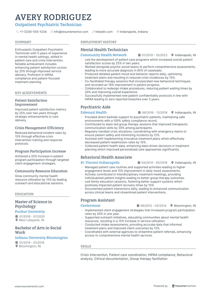 Psychiatric Tech Resume Example Psychiatric Technician Resume Examples - Free to Edit ATS-Friendly PDF ...