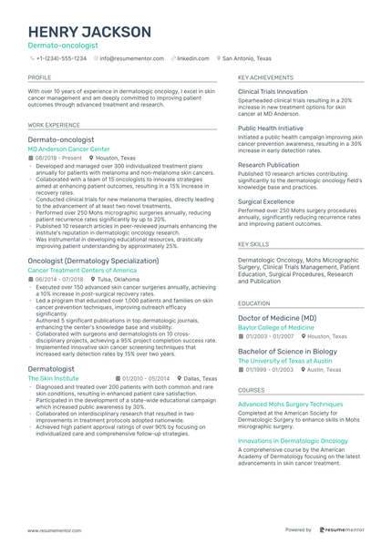 Dermatologist Resume Example - Free to Edit ATS-Friendly PDF - 2025