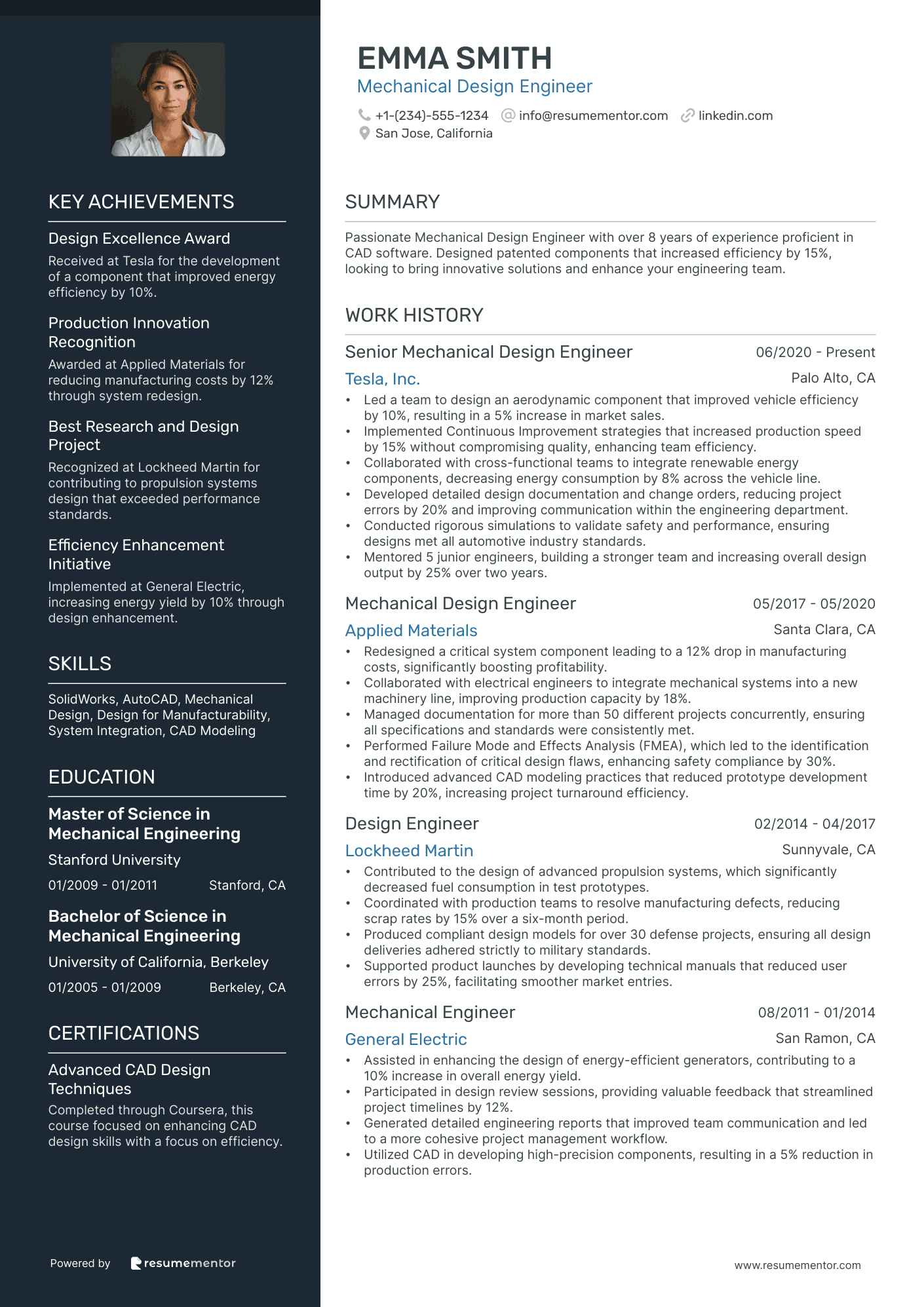 Mechanical Engineer Resume Example - Free to Edit ATS-Friendly PDF - 2025