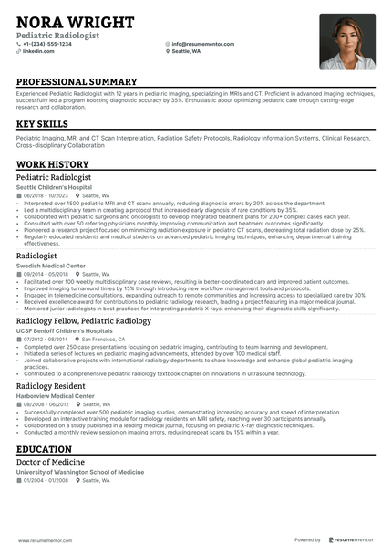 Radiologist Resume Example - Free to Edit ATS-Friendly PDF - 2025