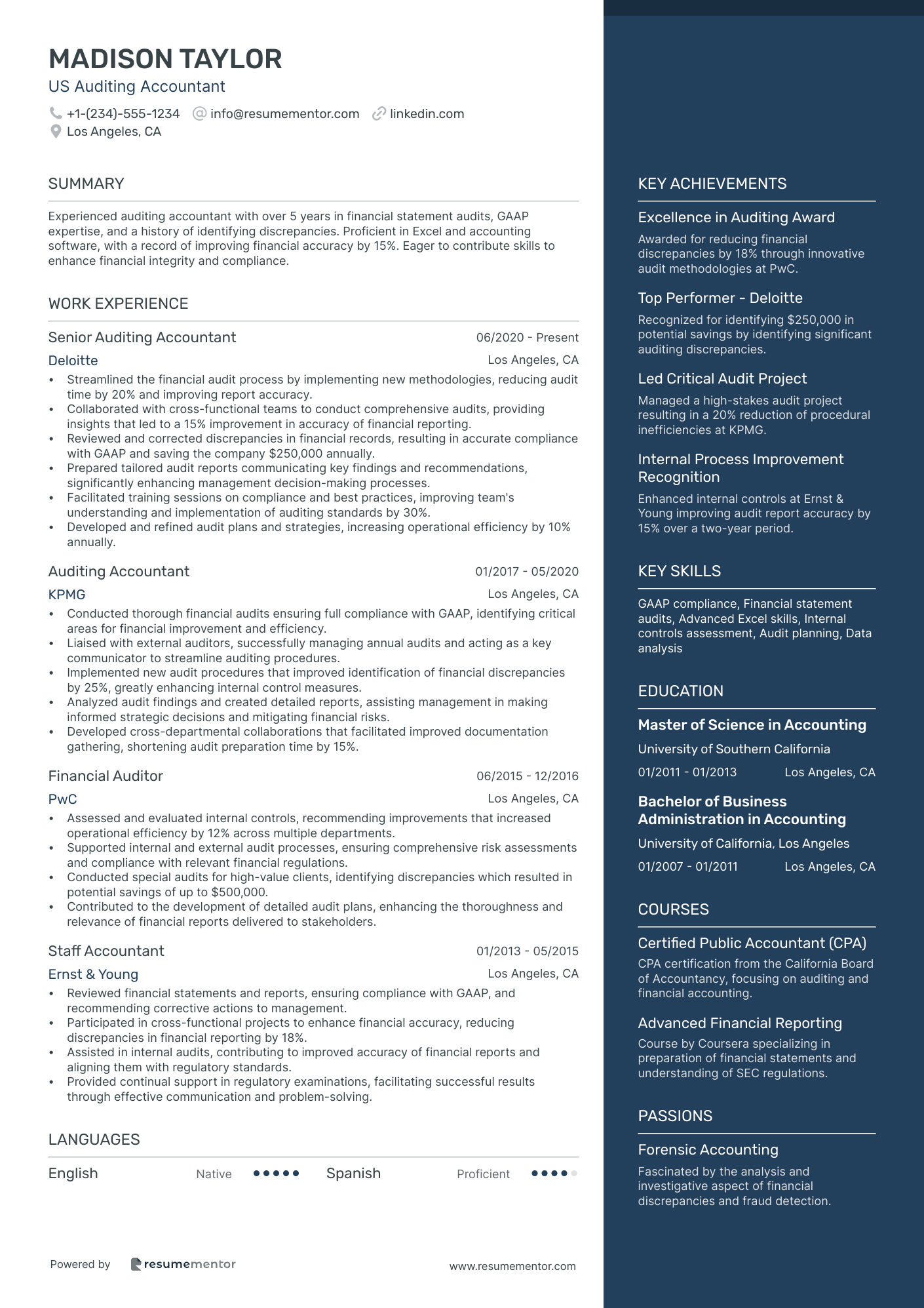 US Accountant Resume Example - Free to Edit ATS-Friendly PDF - 2025