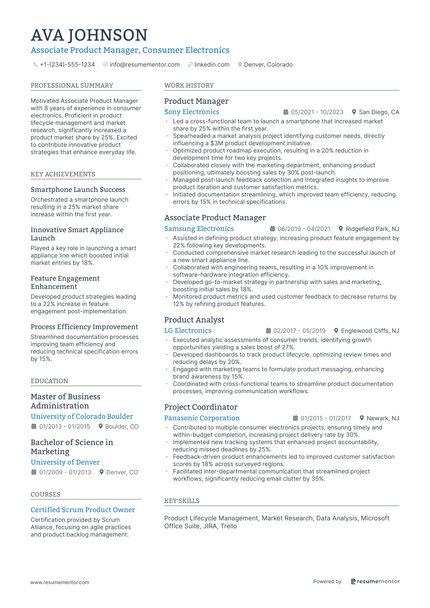 Associate Product Manager Resume Example - Free to Edit ATS-Friendly ...