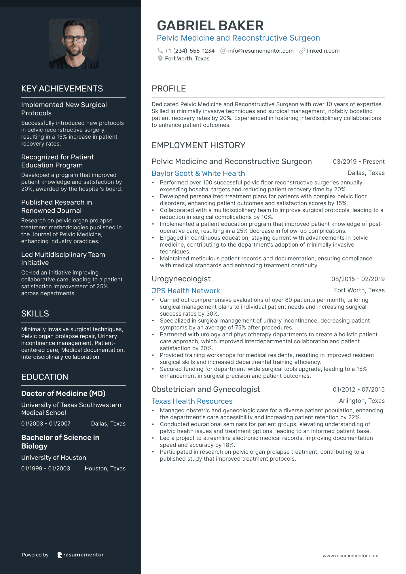 Obstetricians (OB-GYN) Resume Example - Free to Edit ATS-Friendly PDF ...