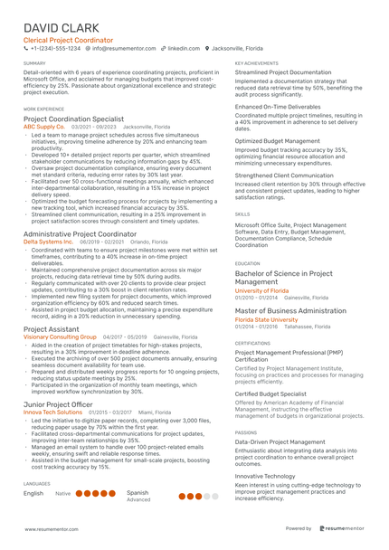 Clerical Resume Examples - Free to Edit ATS-Friendly PDF - 2025