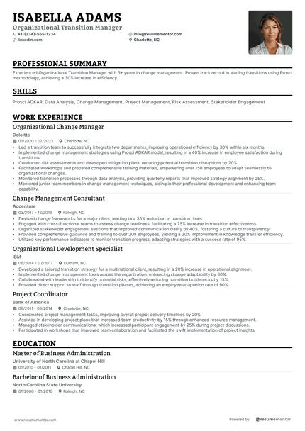 Transition Manager Resume Example - Free to Edit ATS-Friendly PDF - 2025