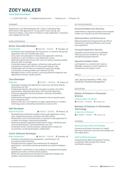 Java Developer Resume Example - Free to Edit ATS-Friendly PDF - 2025