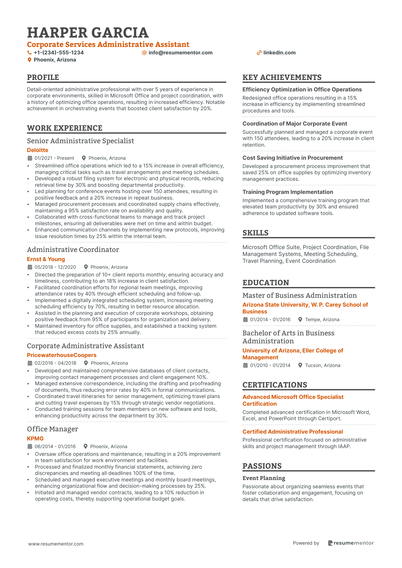 Administrative Assistant Resume Examples - Free to Edit ATS-Friendly ...