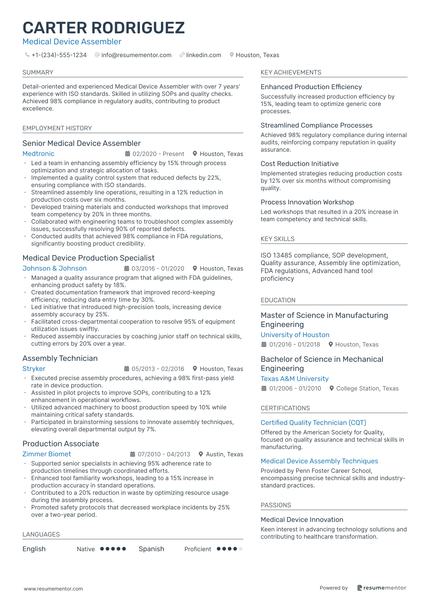 Ats Assembly Sample Assembler Resume Examples - Free to Edit ATS-Friendly PDF - 2025