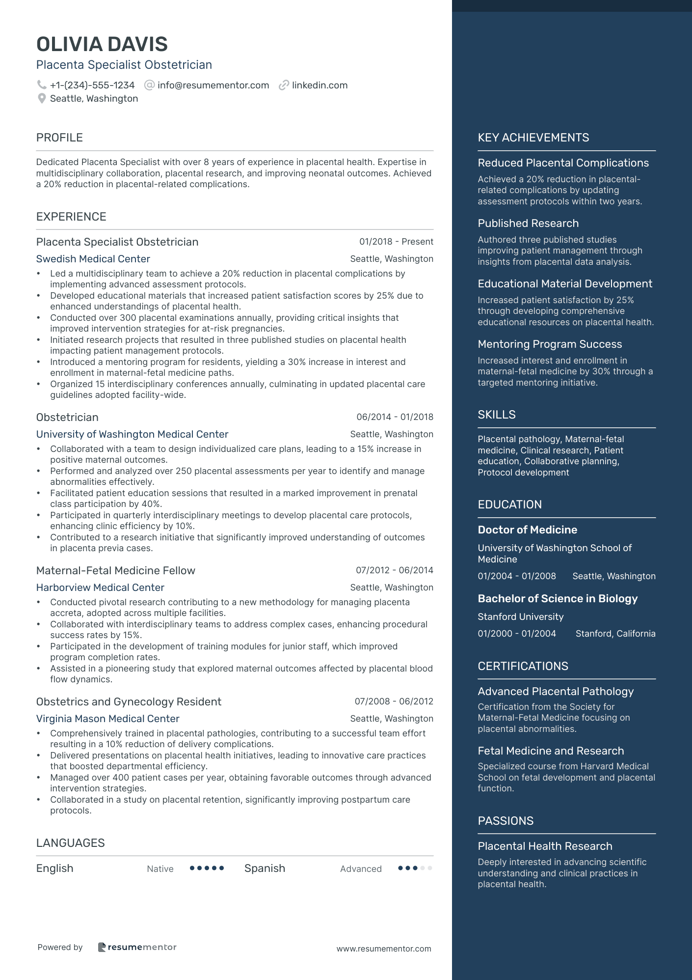 Obstetricians (OB-GYN) Resume Example - Free to Edit ATS-Friendly PDF ...