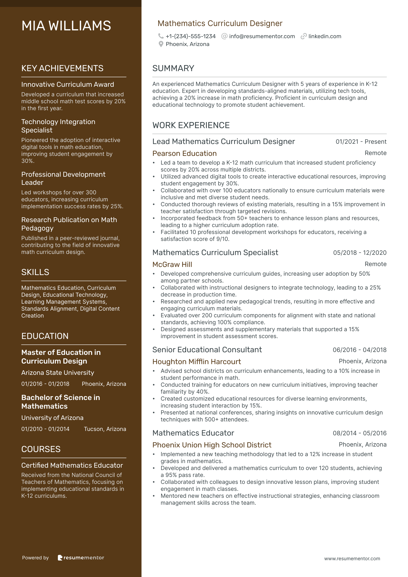 Math Teacher Resume Example - Free to Edit ATS-Friendly PDF - 2025