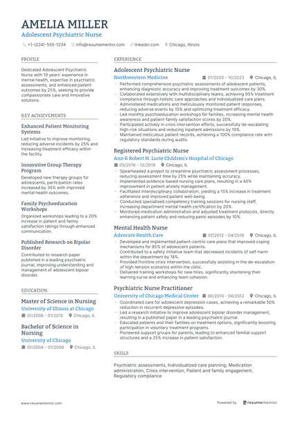 Psychiatric Nurse Resume Examples - Free to Edit ATS-Friendly PDF - 2025