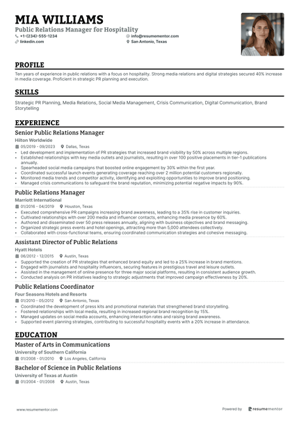 Public Relations Resume Examples - Free to Edit ATS-Friendly PDF - 2025