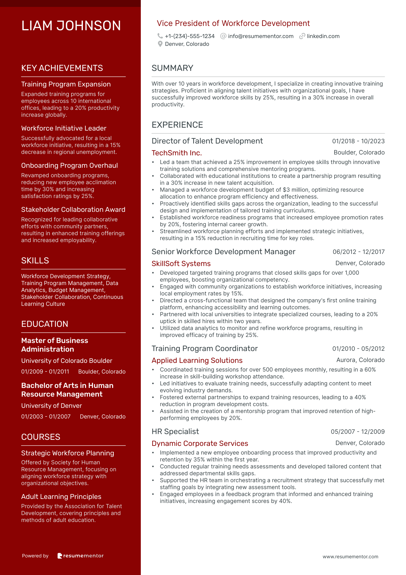 Vice President of Human Resources Resume Example - Free to Edit ATS ...