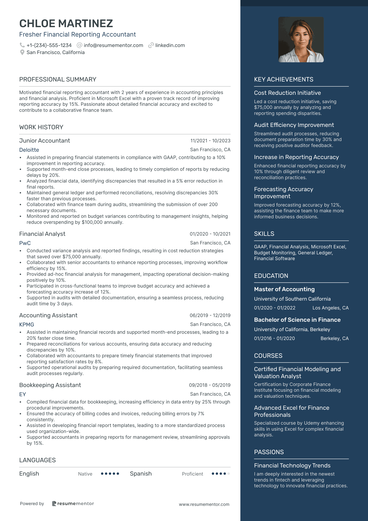 Fresher Accountant Resume Example - Free to Edit ATS-Friendly PDF - 2025