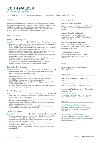Devops Engineer Resume Example - Free to Edit ATS-Friendly PDF - 2025