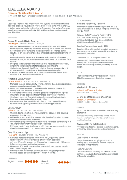 Statistical Data Analyst Resume Example - Free to Edit ATS-Friendly PDF ...