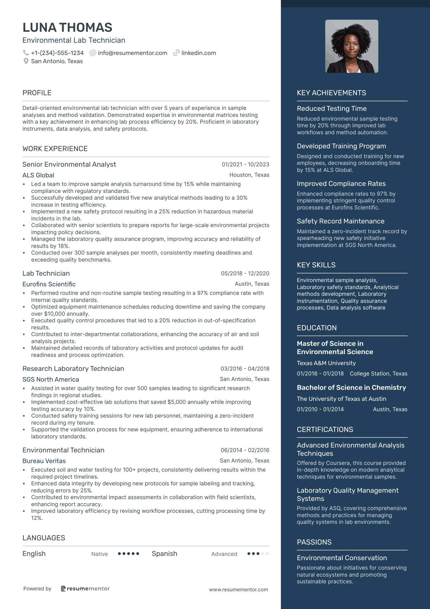 Lab Technician Resume Examples - Free to Edit ATS-Friendly PDF - 2025
