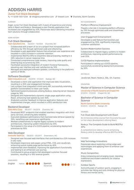 Junior Developer Resume Example - Free to Edit ATS-Friendly PDF - 2025