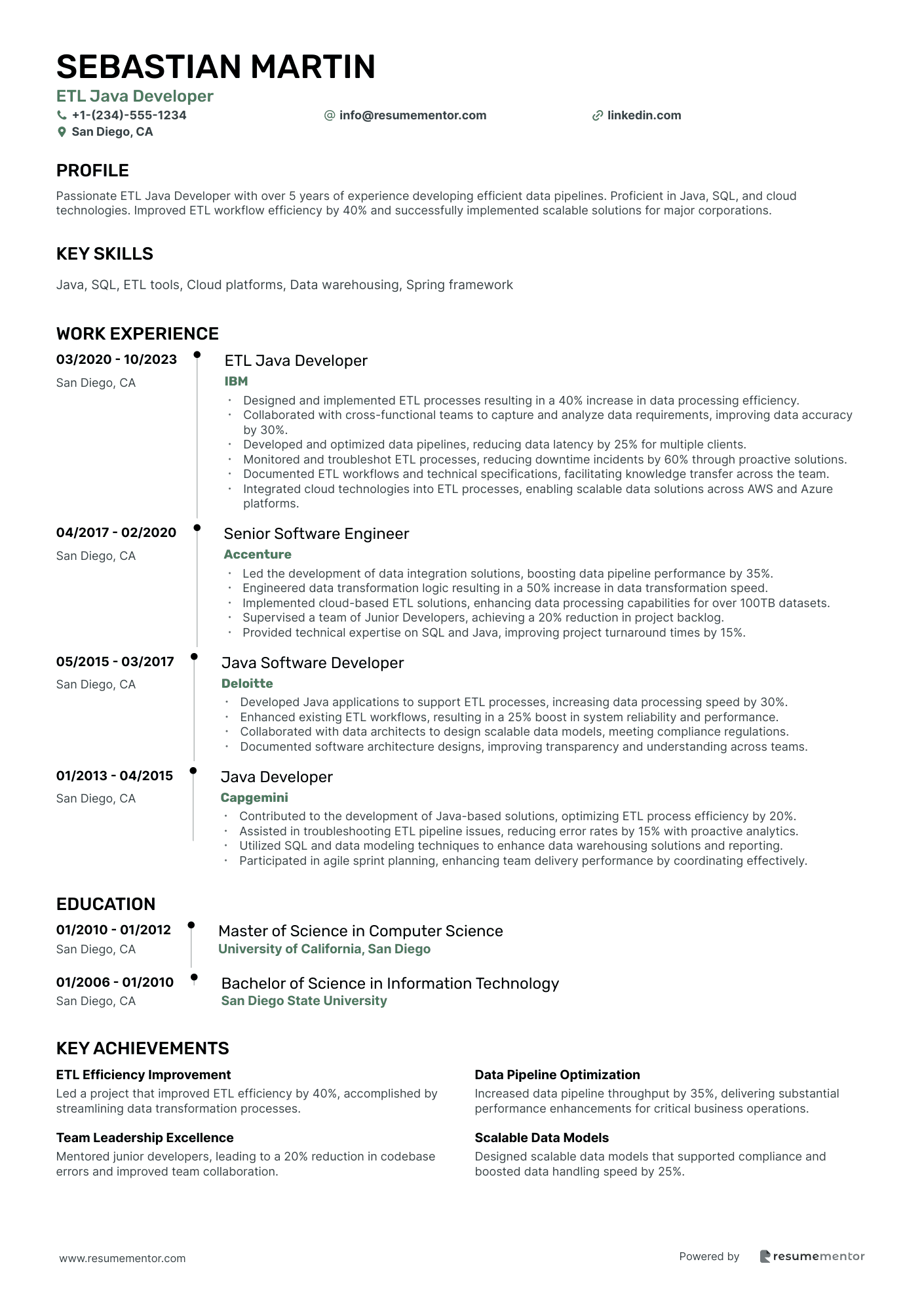 ETL Developer Resume Example - Free to Edit ATS-Friendly PDF - 2025