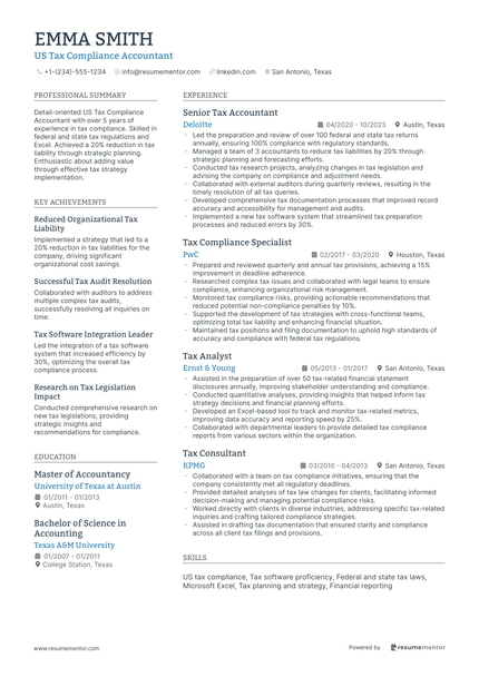 US Accountant Resume Example - Free to Edit ATS-Friendly PDF - 2025