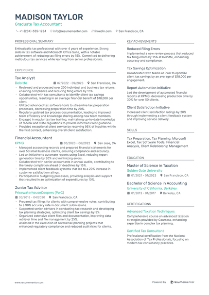 Fresher Accountant Resume Example - Free to Edit ATS-Friendly PDF - 2025