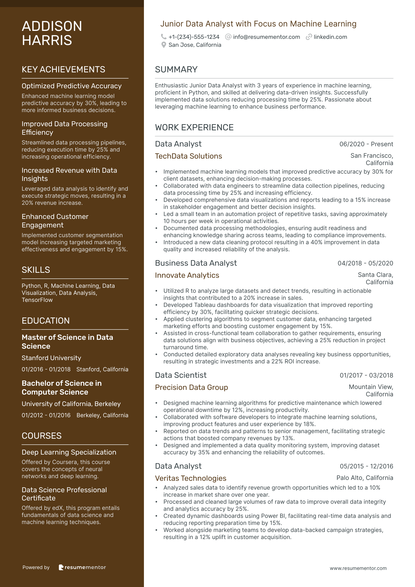 Entry-Level Data Analyst Resume Example - Free to Edit ATS-Friendly PDF ...